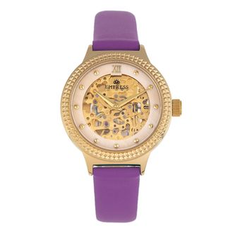 Empress Alice Automatic Watch, Mother-of-Pearl Skeleton Dial, Leather Strap