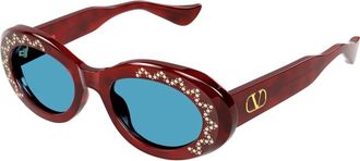 Valentino Ovale Zonnebril - Dames - Accessoires - Bruin - Maat: 50 MM Nylon