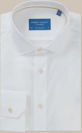 Robert Talbott Reynolds Light Weight Poplin Contemporary Fit Shirt in White at Nordstrom, Size 18.537