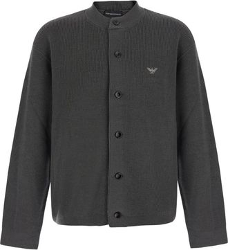 Emporio Armani Truien & Vesten, Heren, Grijs, XL, Katoen, Ribbed Cardigan