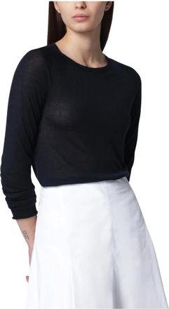Roberto Collina Truien & Vesten, Dames, Blauw, L, Maglia Girocollo