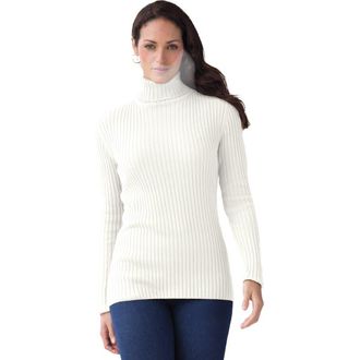 Jessica London Ribbed Cotton Turtleneck Sweater in Ivory at Nordstrom, Size 32