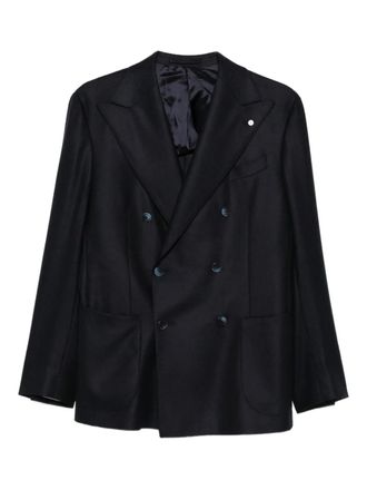 Luigi Bianchi Mantova Wollen blazer met dubbele rij knopen - Blauw