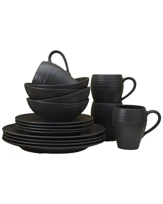 Mikasa Swirl Graphite 16Pc Dinnerware Set, Service For 4