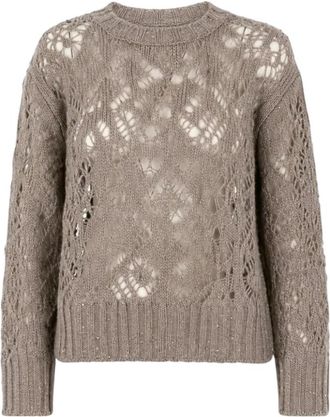 Max Mara Round-neck Truien - Dames - Ronde hals truien - Grijs - L - Wol - Truien & Vesten