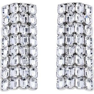 Area Long Crystal Pav&eacute; Earrings in Clear Crystal/Silver at Nordstrom
