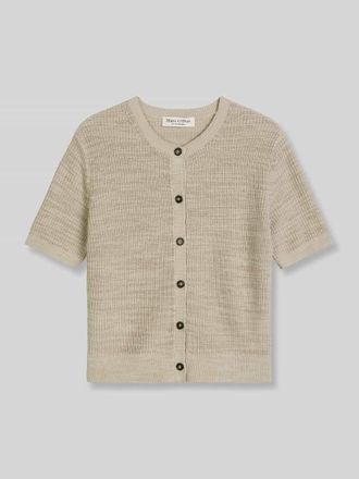 Marc O'Polo Loose Fit Strickjacke aus Baumwolle-Leinen-Mix in Sand, Gr&ouml;&szlig;e XXL
