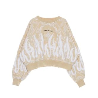 Vision Of Super Bandana Print Crop Sweatshirt Beige - Dames - Sweatshirts - Beige - XS - Katoen - Hoodies & sweatvesten