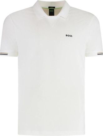 HUGO BOSS Palle Mesh Polo - Heren - Polos - Wit - 2XL - Polyester - Tops