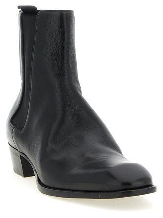 Saint Laurent Mens Black Calfskin Chelsea Boots