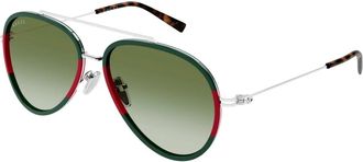 Gucci 007 Zonnebrillen - Heren - Zonnebrillen - Groen - 56 MM - Nylon - Accessoires