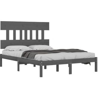 vidaXL Bed Frame without Mattress Grey 200x200 cm Solid Wood Vidaxl