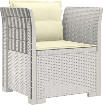 vidaXL Sill&oacute;n Individual Con Cojines Apariencia De Ratan Pp Blanco Vidaxl