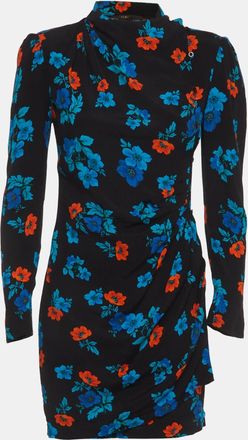 Maje Black Floral Printed Crepe Mini Dress