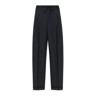 Maison Margiela Geplooide broek - Dames - Straight fit broeken - Zwart - L - Wol - Broeken