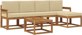 vidaXL Conjunto De Sof&aacute;s De Exterior 6 Uds. Natural Y Beige Vidaxl