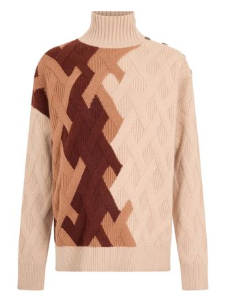 Malo buttoned-shoulder patterned sweater - Toni neutri