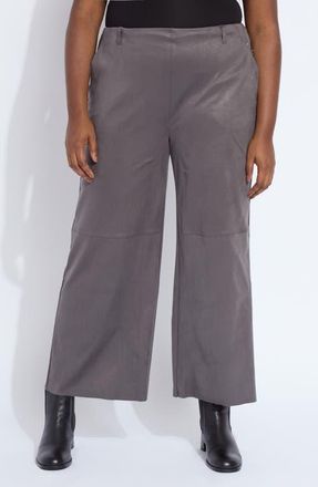 Lyss&eacute; Amina Foil Ankle Wide Leg Faux Suede Pants in Liquid Charcoal at Nordstrom, Size 1 X