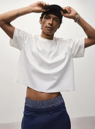 Djab Mens Cropped solid T-shirt Oversized fit