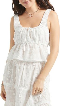 Brixton The Abigail Ruffle Crop Tank in Off White Floral at Nordstrom, Size X-Small