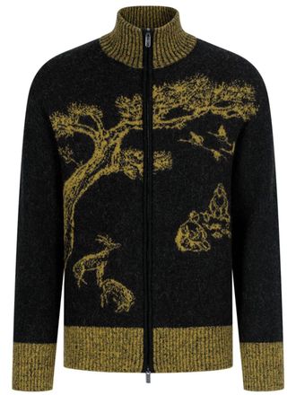 Shanghai Tang Cardigan con effetto jacquard - Nero