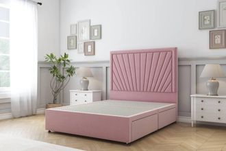 Sloomy Somerset Plush Divan Base 2 Drawers 26 Headboard in Pink | Size: Super King