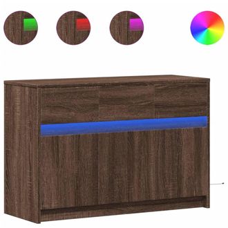 Berkfield Home TV Cabinet with LED Brown Oak 91x34x61 cm Engineered Wood | Size: 91 x 34 x 61 cm