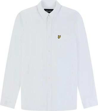 Lyle & Scott Casual Shirts, male, White, Size: XL Button Down Linen Shirt Regular Fit