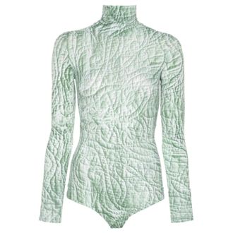 Maison Margiela Body, female, Green, Size: L Iguana Print Bodysuit