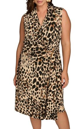 DKNY Sleeveless Midi Wrap Dress in Black Multi at Nordstrom, Size 14W