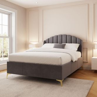 GFW Pettine End Lift Ottoman Storage Bed in Grey | Size: Double