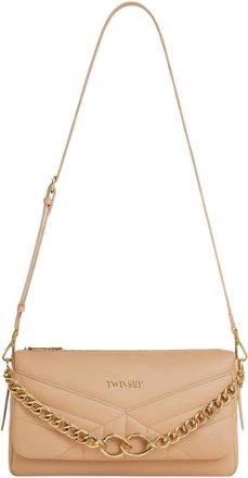 Twinset Tassen, Dames, Beige, ONE Size, Leer, Beige Schoudertas met Magneetsluiting