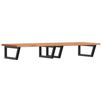 Berkfield Home Basin Shelf Wall Mounted Steel & Solid Wood Beech in Brown