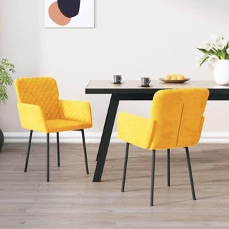 vidaXL Sillas De Comedor 2 Unidades Terciopelo Amarillo Vidaxl