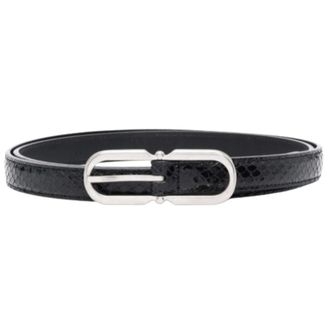 Saint Laurent Oval gesp leren riem - Dames - Accessoires - Zwart - Maat: 90 CM