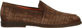 Santoni Instapper van su&egrave;de met krokodillenprint - Heren - Loafers - Bruin - 40 1/2 EU - Su&egrave;de - Schoenen