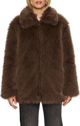 Sanctuary Carmen Faux Fur Coat in Morel at Nordstrom Rack, Size Medium
