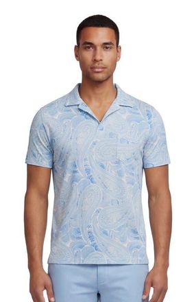 Lords of Harlech Marakesh Paisley Mens Wool Johnny Collar Polo in Marakesh Paisley Teal at Nordstrom, Size Xx-Large