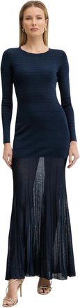 Twinset Abito Lungo in Maglia Pliss&eacute; - - Dresses - Donna - Blu - S