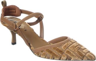 Fendi Colibri Lite FF Jacquard Velvet Slingback Pump
