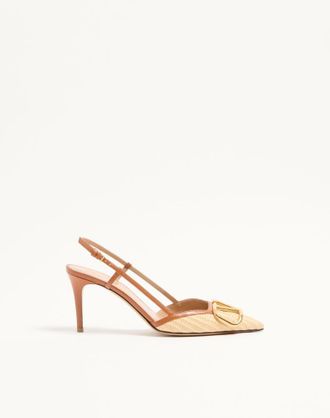 Valentino Garavani D&eacute;collet&eacute; Slingback VLogo Signature In Rafia 80mm Donna BEIGE 35.5