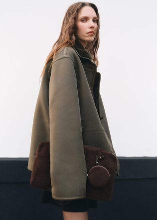 Mango Borsa media bowling crosta di cuoio cioccolato - Donna - Taglia unica - MANGO