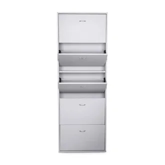 Dmora Scarpiera Washington, Armadio Portascarpe A 5 Ante A Ribalta, Scarpiera Alta Da Ingresso, Scarpiera Moderna, 70x17h180 Cm, Bianco Lucido