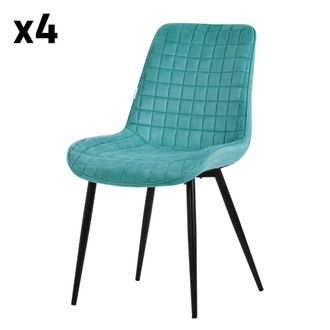 ML Design Sillas de comedor, set de 4, petr&oacute;leo, terciopelo