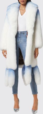 Philipp Plein Cappotto in pelliccia di volpe con fantasia astratta e frange