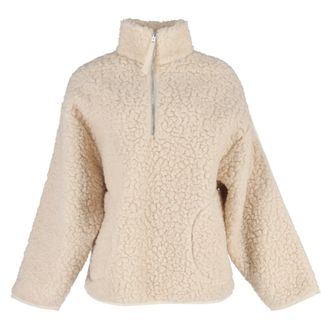 Acne Studios Half Zipped Fleece Sweater in Cream Acrylic