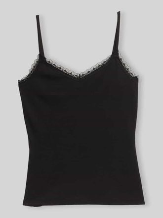 Tom Tailor Denim Slim Fit Top aus Baumwoll-Mix in Black, Gr&ouml;&szlig;e XL