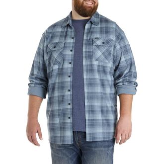 O'Neill Big & Tall Sutton Plaid Sport Shirt in Citadel at Nordstrom, Size Xx-Large