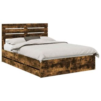 vidaXL Estructura De Cama Roble Ahumado 140 X 190 Cm Madera Ingenieril Vidaxl