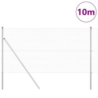 Berkfield Home Modern Welded Wire Fence with 7 Posts 1.2x10 m Galvanised Steel in Silver